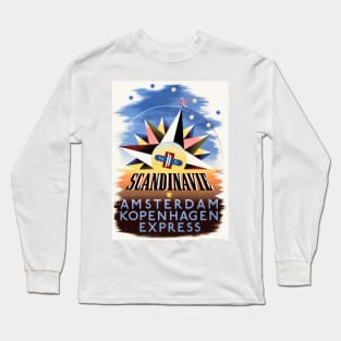Scandinavie Netherlands Vintage Railroad Poster Long Sleeve T-Shirt